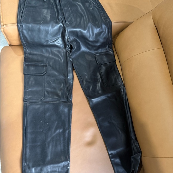 Express Black Faux Leather Pants - Picture 2 of 5